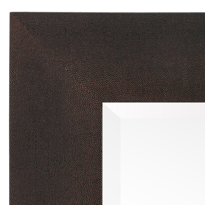 Miroir biseauté bronze sur cuir chagrin métallique noir, Doré / Noir