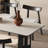 Rectangular rock plate solid wood dining table-1457779887