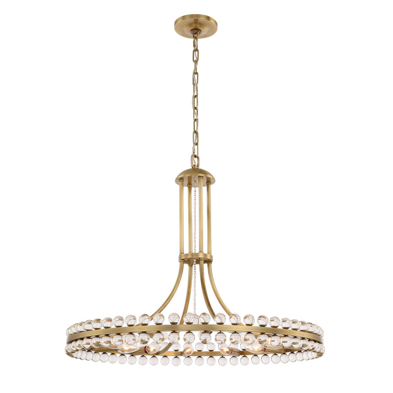 Clover 12-Light Crystal Pendant, 28.75", Aged Brass