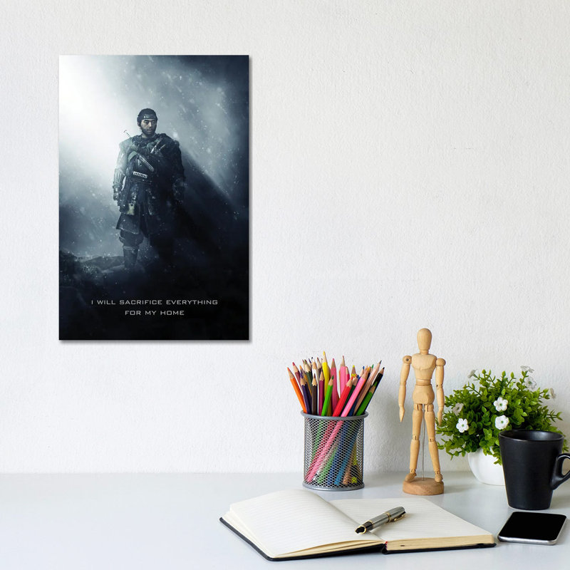 Ghost Samurai Tagline by Gab Fernando - Wrapped Canvas Print, 20.32 cm H x 30.48 cm W