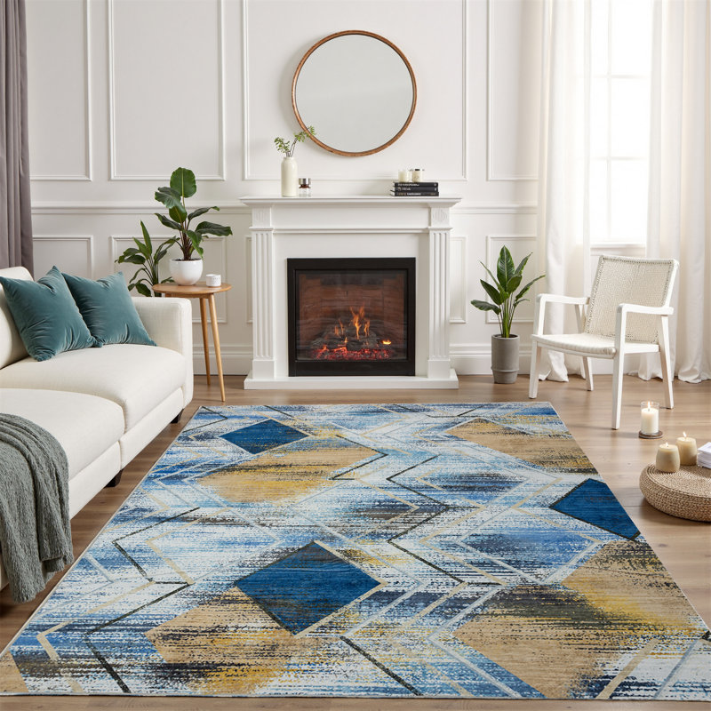 Tapis rectangulaire en polyester tissé à la machine, Rectangle 4pi x 6 pi