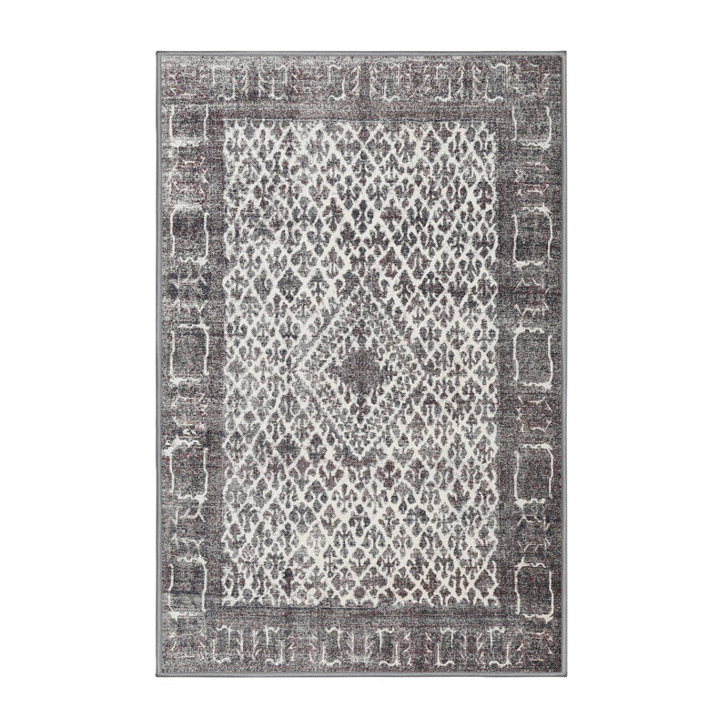 Tapis beige/gris traditionnel Hardyston, Rectangle 7 pi x 9 pi