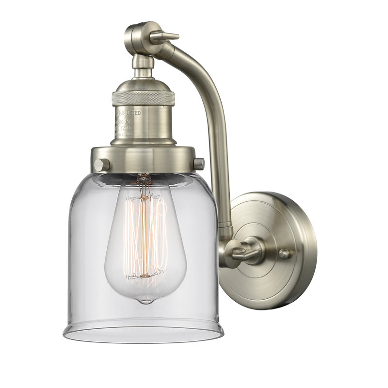 Applique murale 1 lumière 5 po Bell, Ampoule à DEL rétro de 6 watts, Clair, Nickel satiné brossé