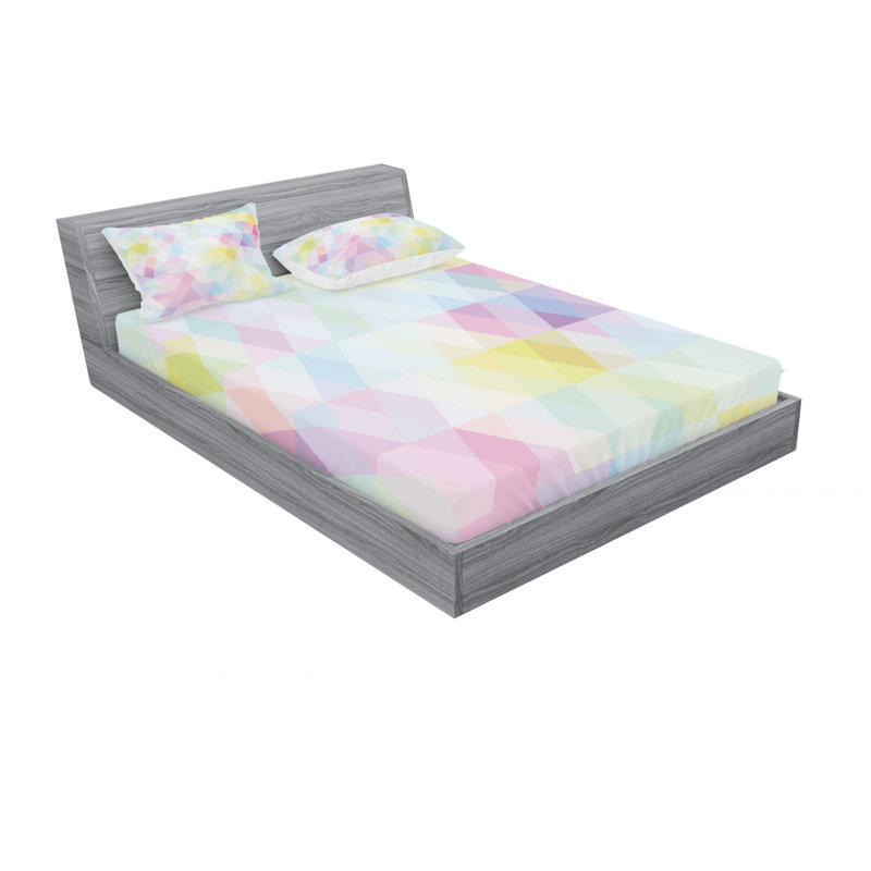 Microfiber Geometric Sheet Set, Full/Double Sheet Set with Fitted Sheet