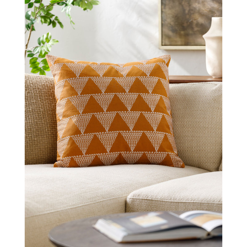 Coussin décoratif Theodore, Chameau / crème géométrique 1, H 20 po x l 20 po