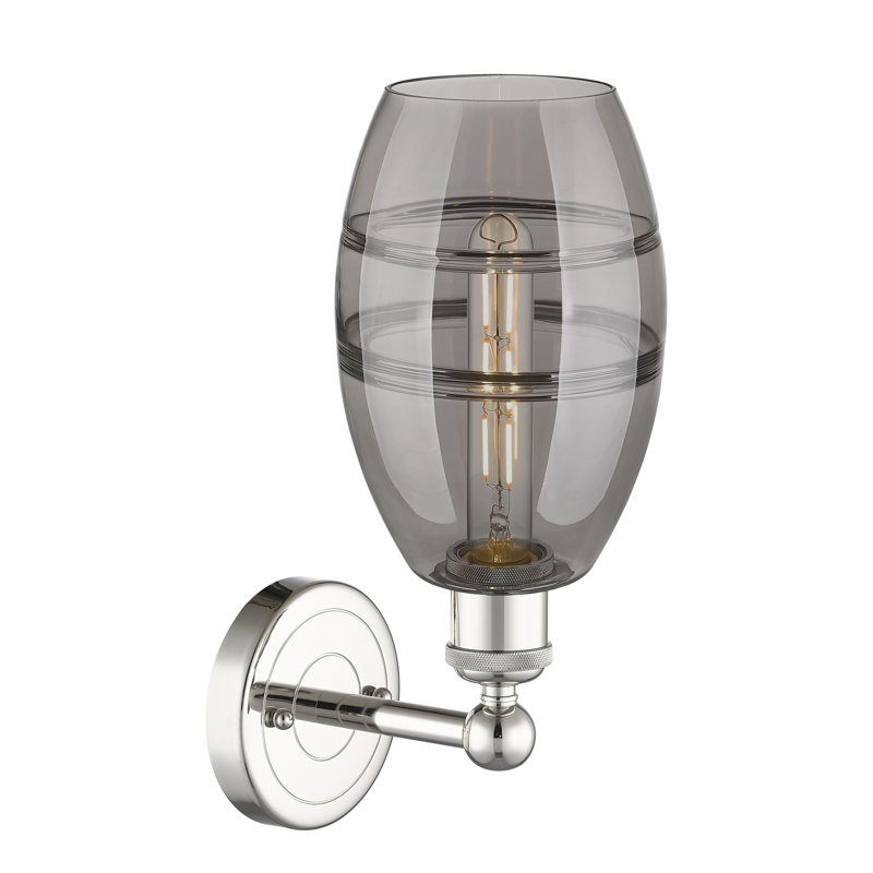 Applique murale en acier Bettylou, Gris fumée clair, H 10,38 po x l 5,88 po x P 7,44 po, Nickel poli
