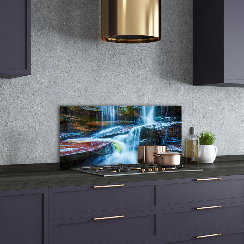 Tropical Waterfall 50cm x 100cm Glass Panel