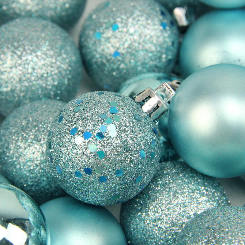 9 Ornement boule de Noël à 4 finitions incassable, Bleu sirène