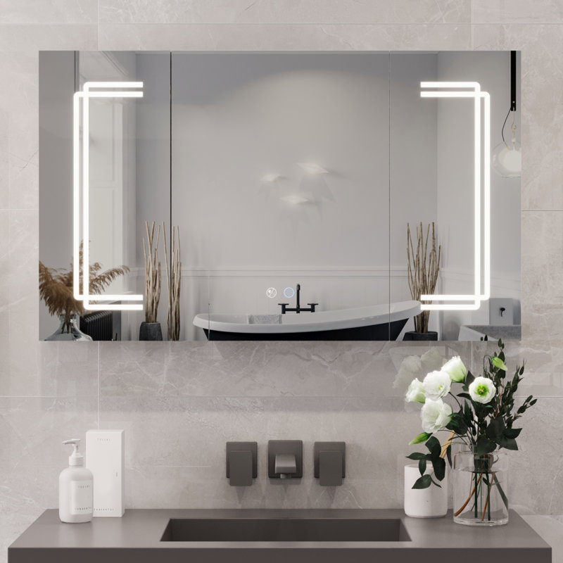 Armoires à pharmacie à DEL avec miroir, désembueur, gradateur et haut-parleur Bluetooth l 39 po x H 24 po