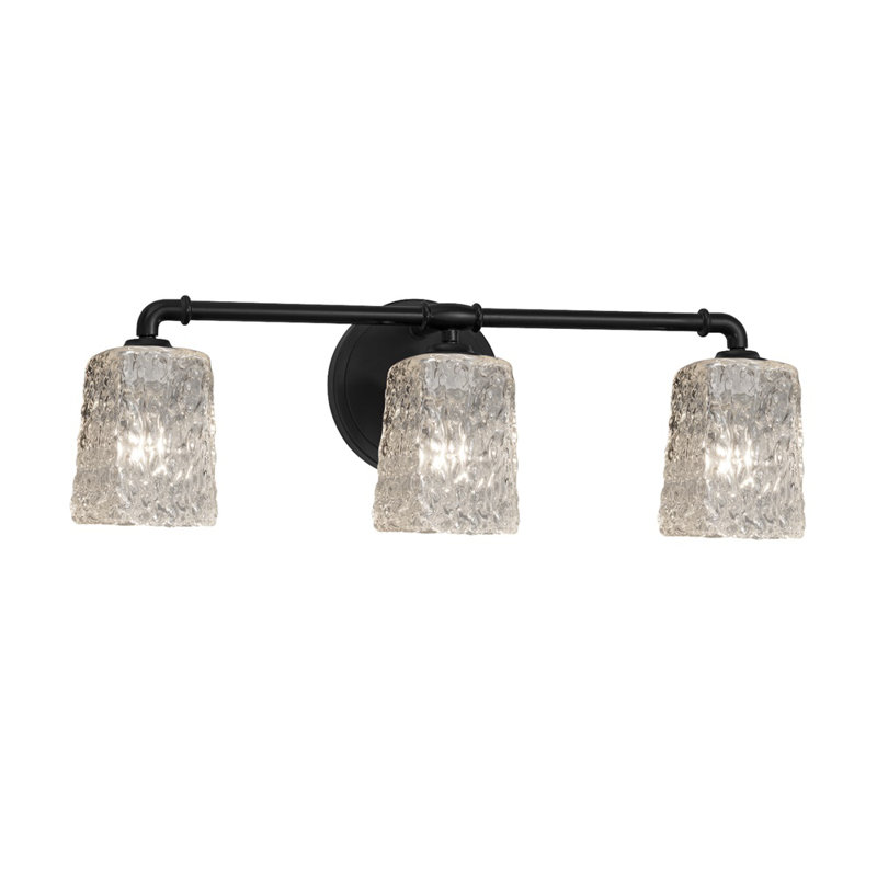 Leroux 3 - Light Dimmable Bath Bar, Matte Black, Clear Textured, GU24/13W