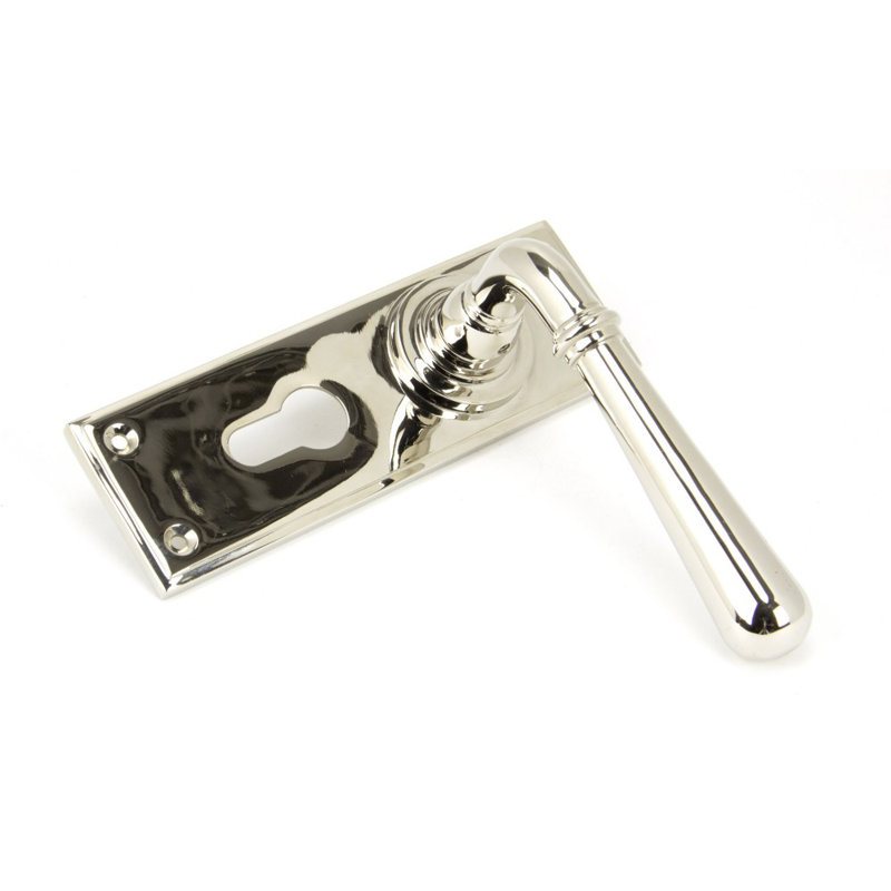 Newbury Lock Door Handle Kit, Polished Nickel