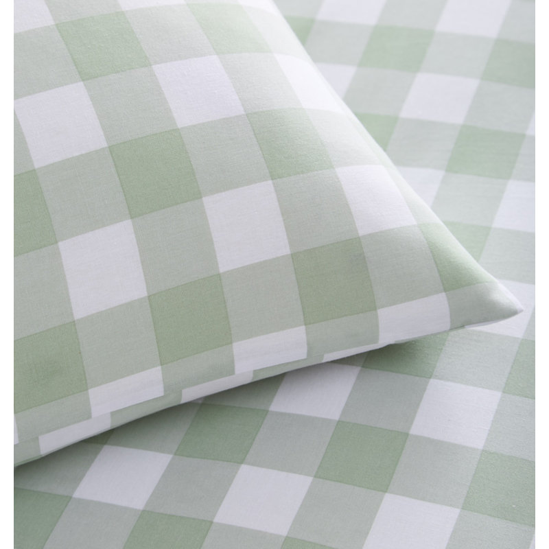 Gingham Set, Single Duvet Cover + 1 Standard Pillowcase, Green