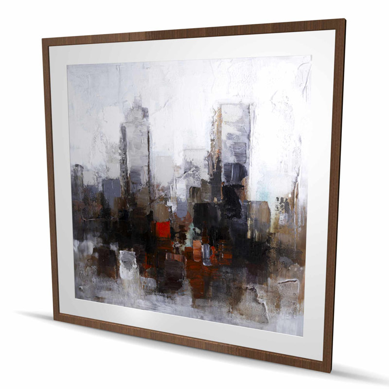 Obscure City - Beige, salon, impression encadrée, H 48 po x l 48 po, Brun