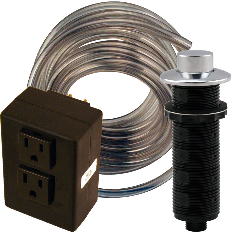 Dual Outlet Raised Button Garbage Disposal Air Switch, Polished Chrome