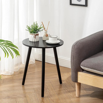 Table d'appoint ronde, table de bout de chevet pour le salon, la chambre à coucher, les petits espaces, table de chevet décorative moderne facile à assembler avec pieds en bois, 16,5 po x 20,5 po