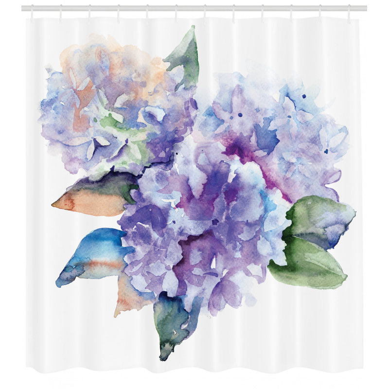 Ensemble de rideau de douche et crochets Watercolor, H 69 po x l 105 po
