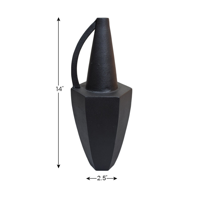 Vase de table en métal Alyia, H 14 po x l 2,5 po x P 2,5 po, Noir