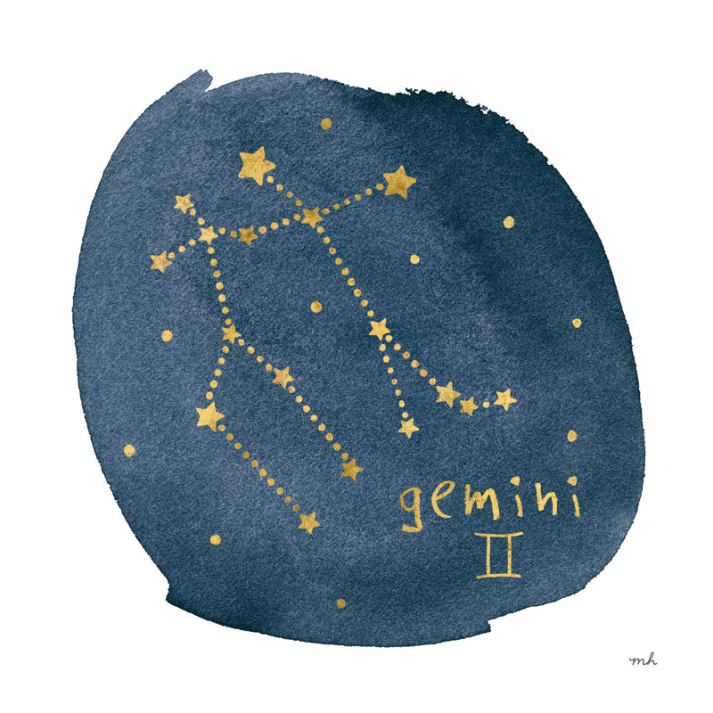 Horoscope Gemini by Moira Chocolate - Wrapped Canvas Print, 30cm H x 30cm W