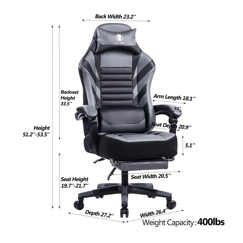 Fauteuil de jeu vidéo ergonomique Vanbow.Seat, Gris
