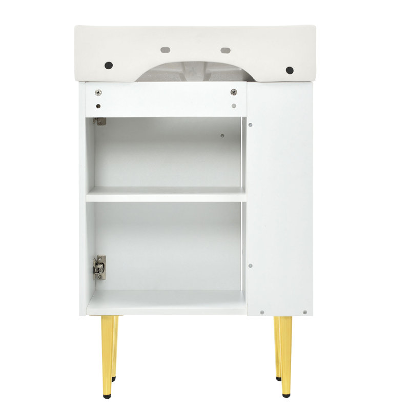 Meuble-lavabo élégant avec rangement abondant et design exquis, Blanc