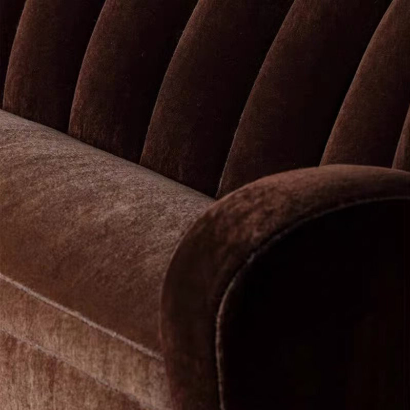 Solid Wood Frame Modern Dark Brown Velvet Sofa