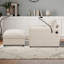 Chaise longue avec repose-pieds avec rangement, canapé en chenille avec port USB, porte-gobelets et poches latérales-223407933
