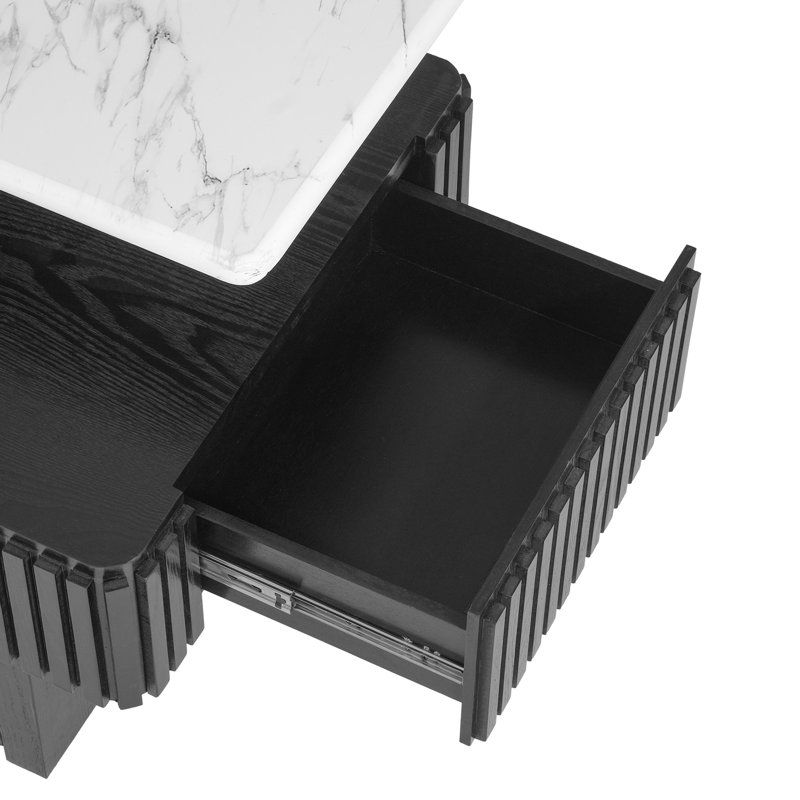 Rectangle Dorota à plateau relevable avec tiroir et rangement caché