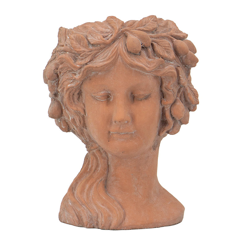 Greek Style Cement Head Planter - Indoor Outdoor Home Garden Decor