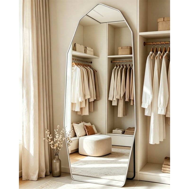 Full Body Mirror, Diamond Full-Length Mirror - Independent, Wall Mounted, And Tilted Large Floor Mirrors, 76" x 34"