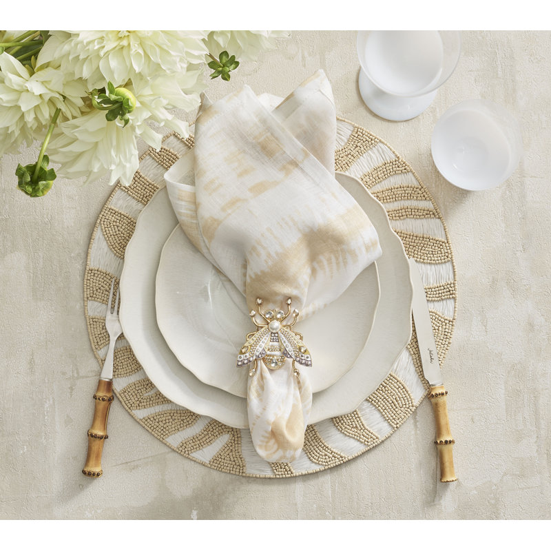 Glam Fly Napkin Ring, Ivory/Gold/Silver