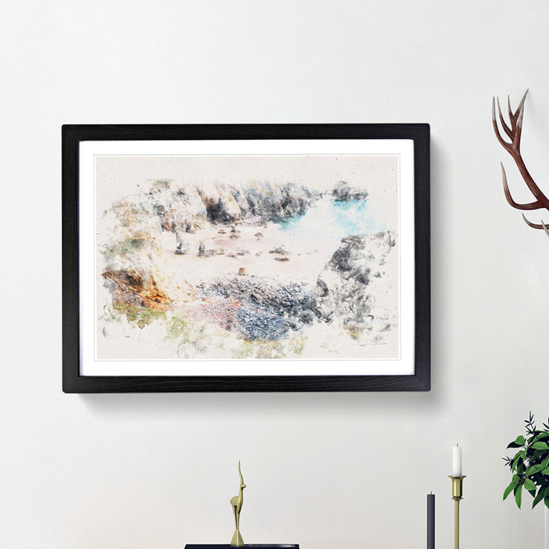 Flimstone Bay in Wales - Picture Frame Painting Print, 36cm H x 48cm W x 2cm D, Black Framed