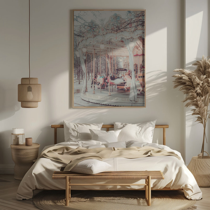 "Paris Carousel III", art mural texturé encadré, Noyer, H 24 po x l 18 po