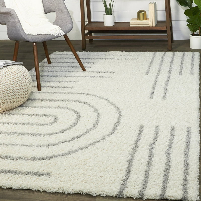 Tapis gris / ivoire Donaciones, Rectangle 7 pi 10 po x 10 pi
