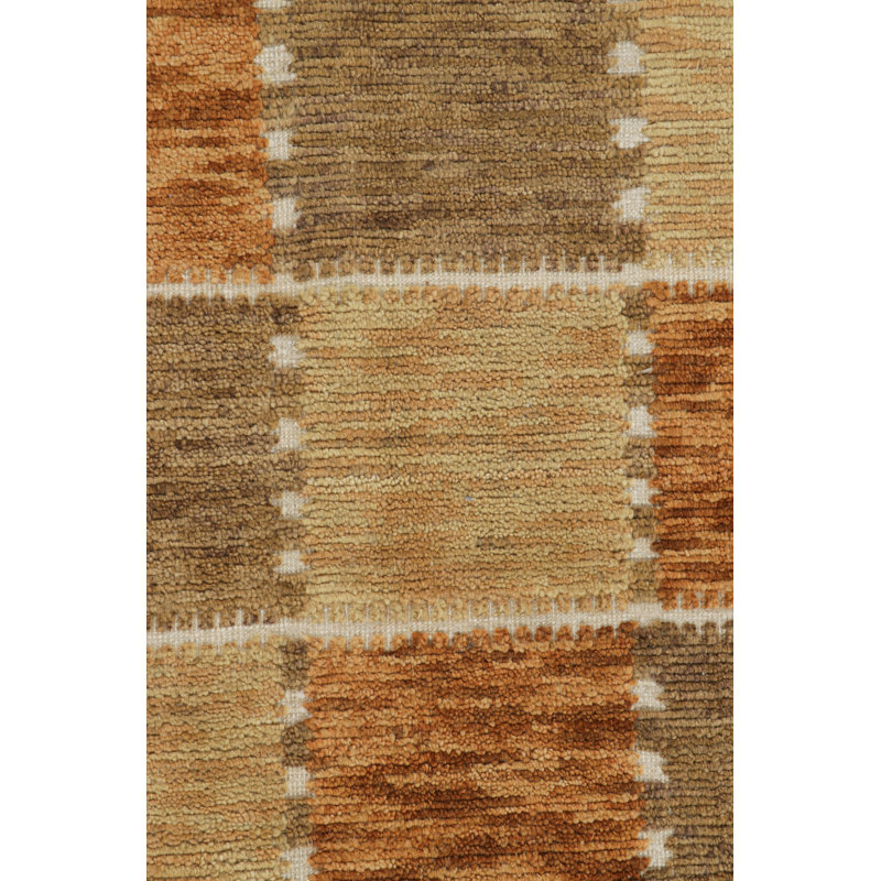 Scandinavian Hand Knotted Wool Geometric Area Rug, Rectangle 5' x 7'