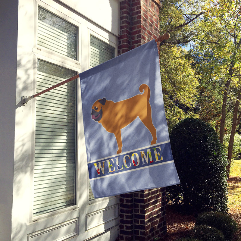 Double Sided 40'' H x 28'' W Polyester House Flag, Standing Brown Pug