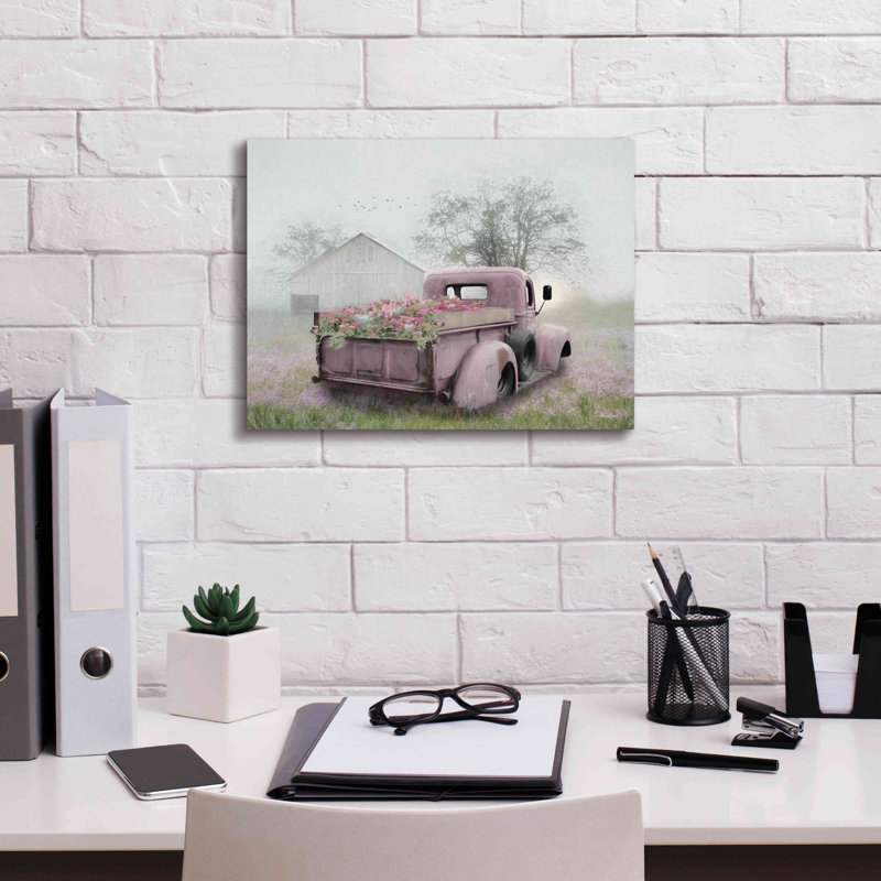 Gracie Oaks «Pink Flower Truck» par Lori Deiter, H 12 po x l 16 po x P 0,75 po