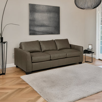 Mikyah 95'' Genuine Leather Flared Arm Sofa