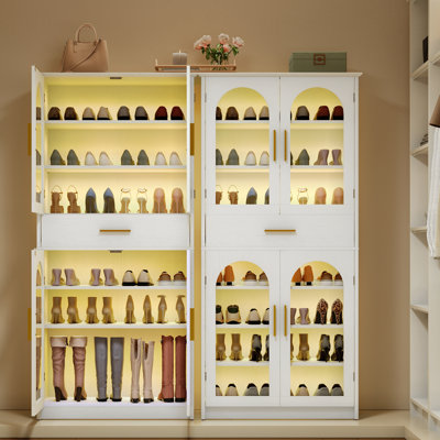  Armoire de rangement pour chaussures avec bande lumineuse DEL