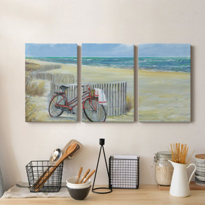 " Bike to the Beach " 3 Piece Art Color Photography Print