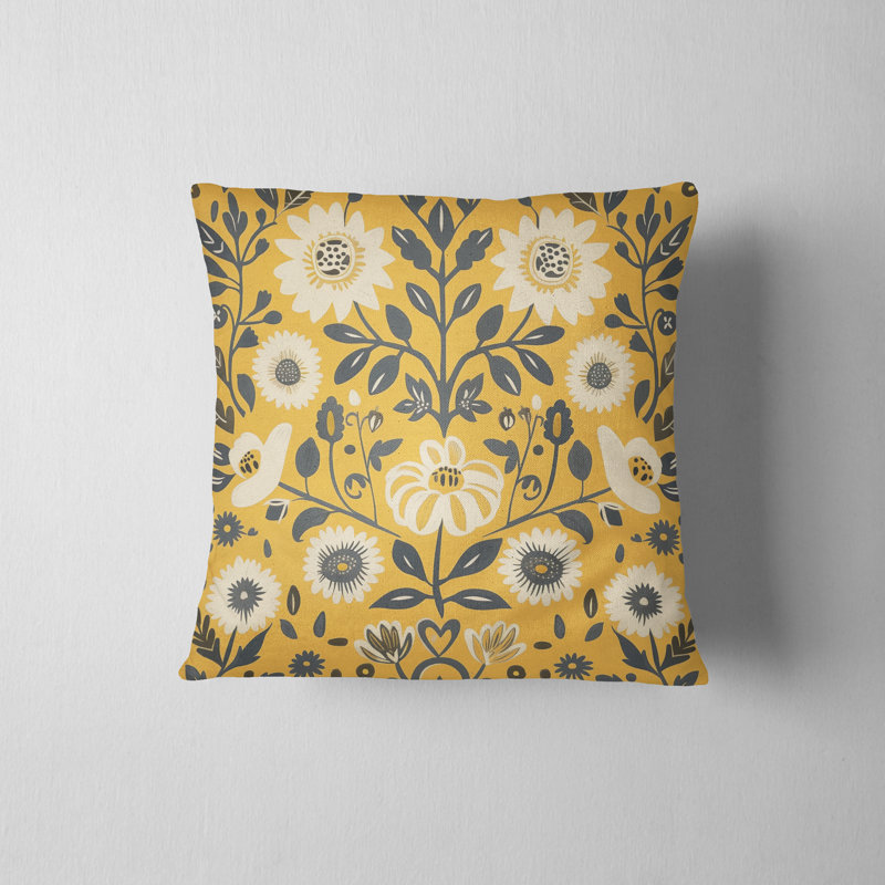 Housse de coussin réversible à motif floral Folk Maximalist, H 18 po x l 18 po