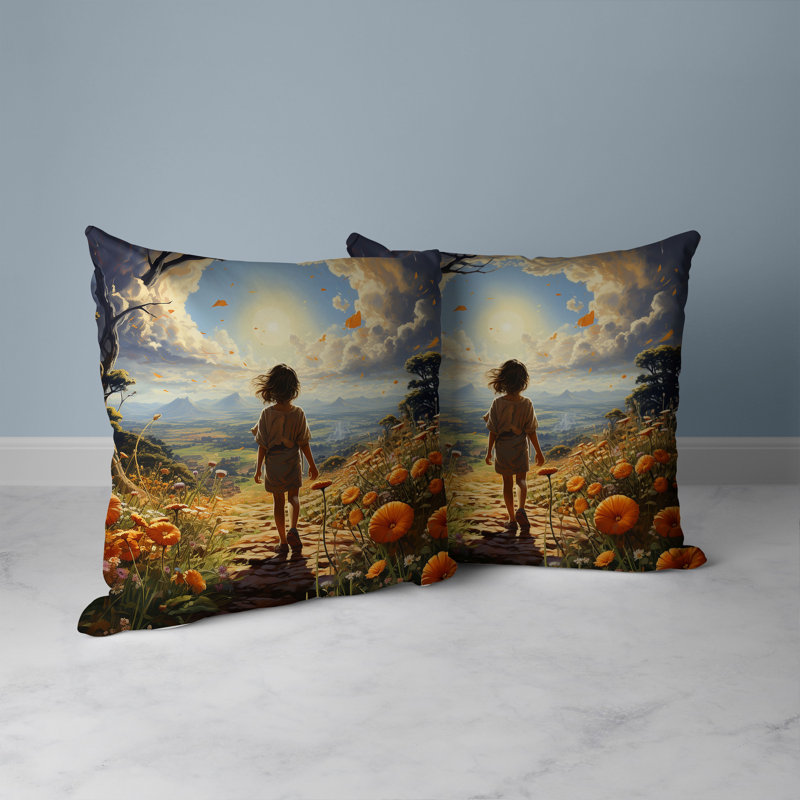 Coussin décoratif intérieur / extérieur Curious Child, H 20 po x l 20 po