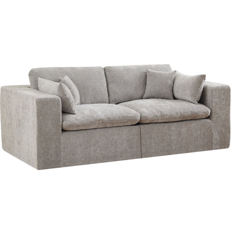 Canapé en chenille, H 25,1 po x l 83,5 po x P 41,3 po, Gris clair