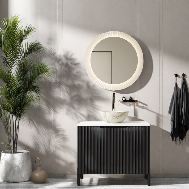 Meuble-lavabo autoportant moderne avec lavabo et rangement en céramique moderne