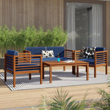 Bardara Acacia 4 - Person Patio Conversation Sets with Cushions