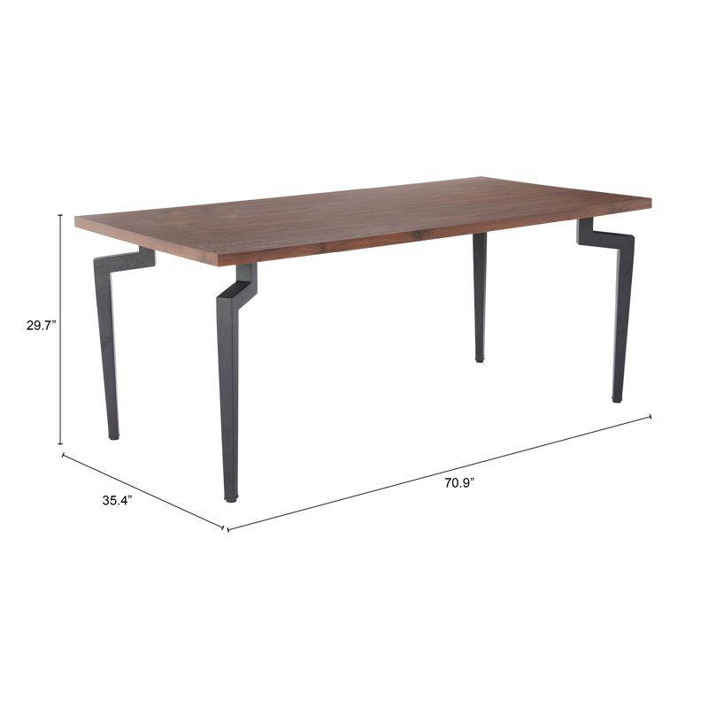 Kani Walnut and Black Steel Rectangular Dining Table
