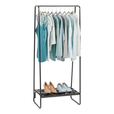 IRIS Metal Garment Rack with 1 Wooden Shelf Marble