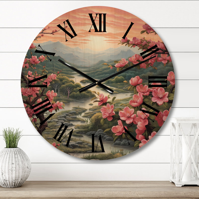 Horloge murale Peach Blossom Bliss I, Moyenne