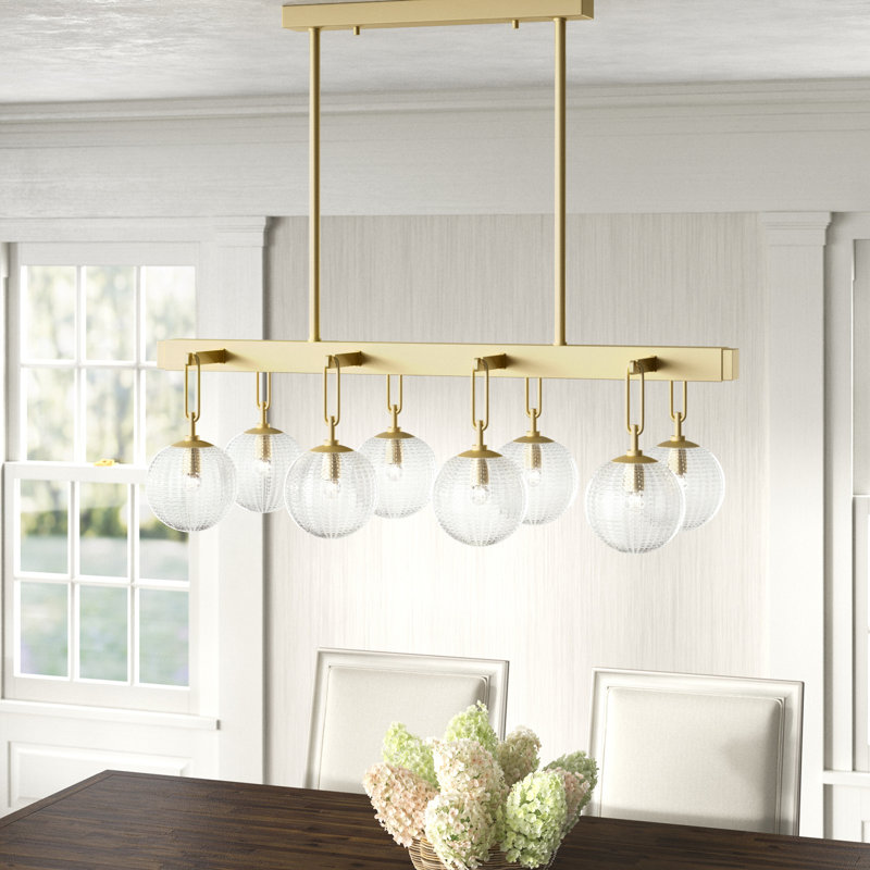 8 - Light Kitchen Island Pendant, Aged Brass