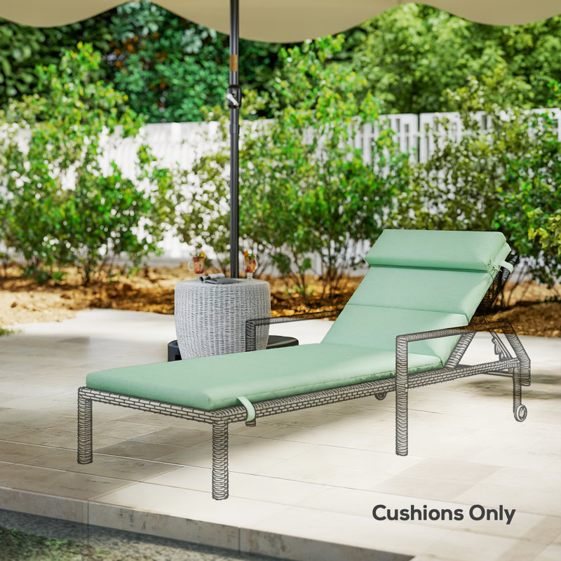 Coussin de chaise longue d'extérieur avec attaches de dossier, vert, 1, L 24,8 po x P 46,5 po, Vert