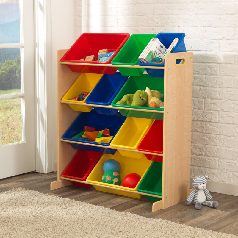 Organisateur de jouets avec bacs Sort It and Store It de KidKraft, Naturel